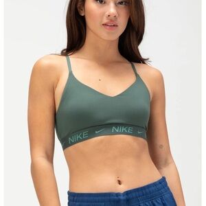 Nike Womens Dri Fit Indy Light Support Green Sports Bra, Size M